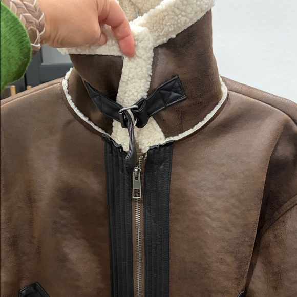 Target Wild Fable Brown Motorcycle Jacket with teddy sherpa Lining - Picture 9 of 11